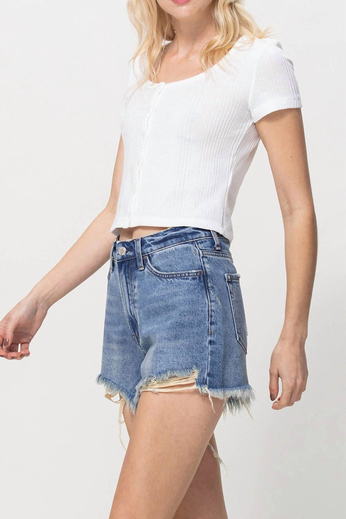 Vervet By Flying Monkey - Distressed Rigid Mom Shorts