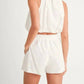 Mable - Eyelet Bubble Hem Sleeveless Top And Shorts Set