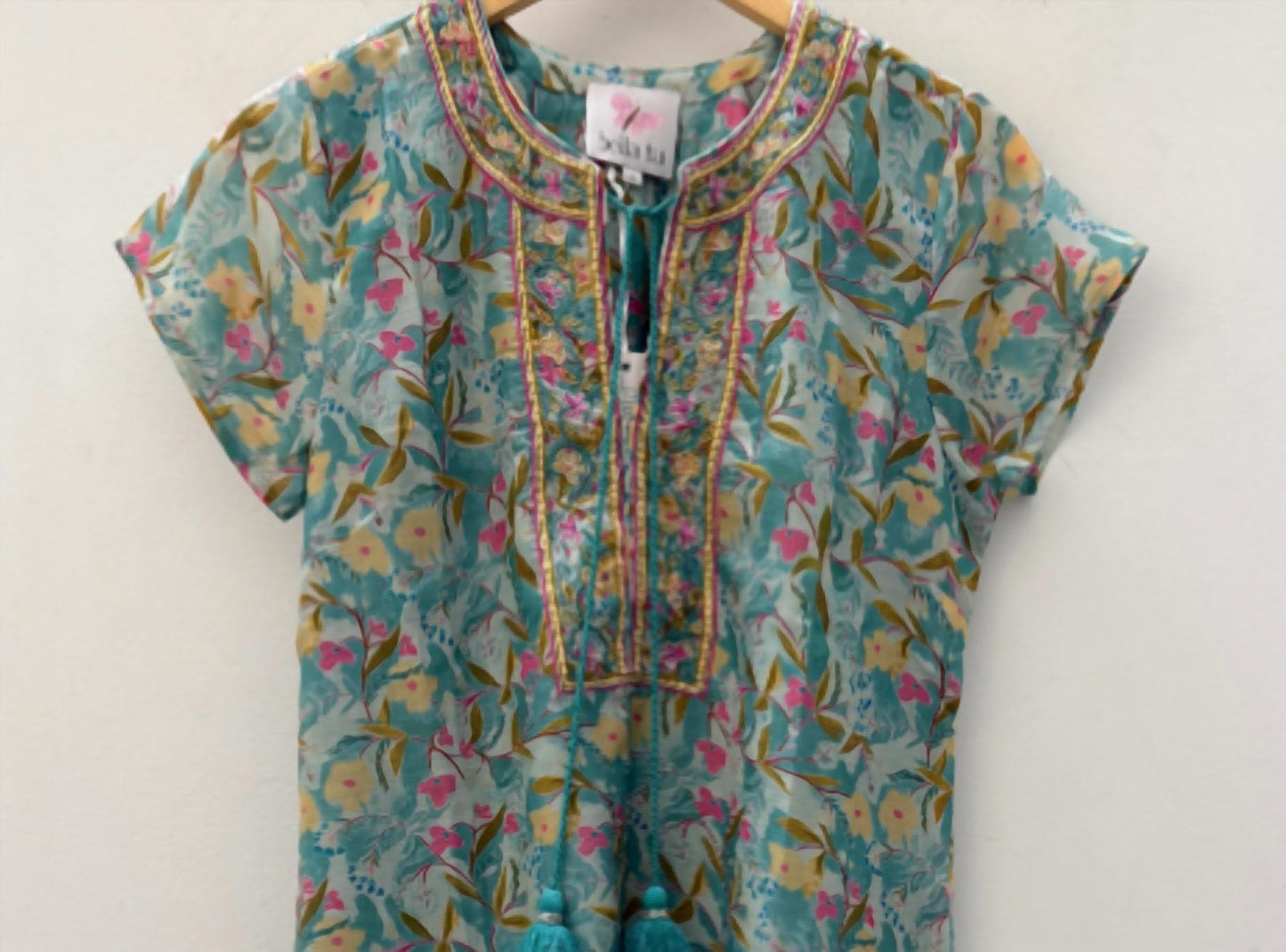 Bella Tu - Women's Embroidered Cap Sleeve Dress