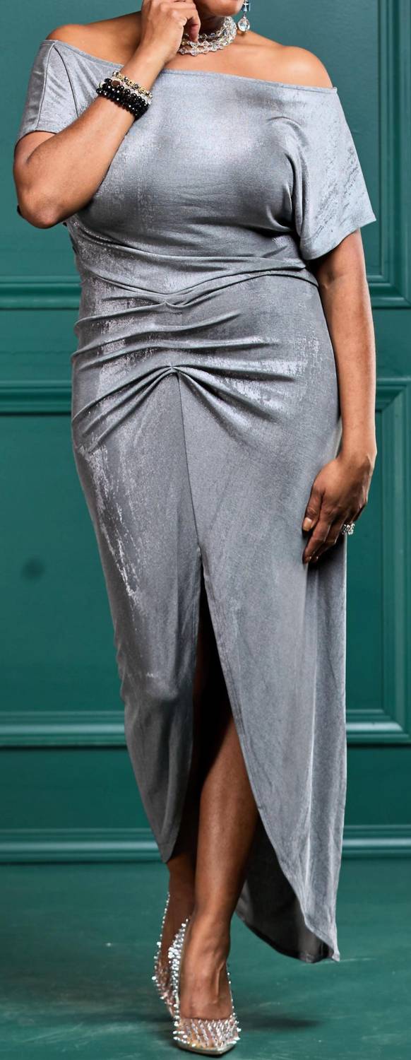 Elan - Galatic Glitz Off-Shoulder Dress