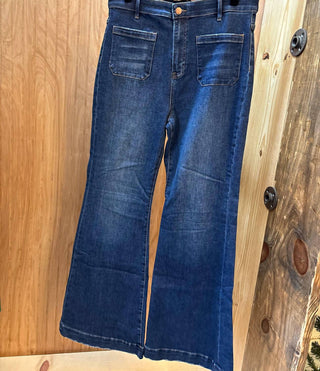 Risen - Flared Front Patch Pocket Jeans - Plus Size