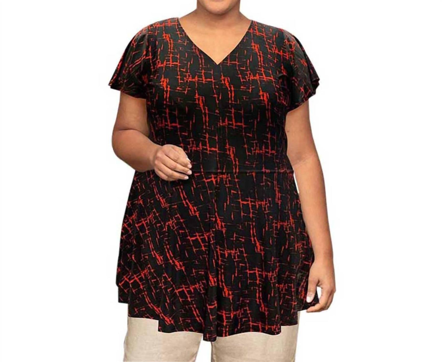 On The Plus Side - Short Sleeve Baby Doll Top - Plus