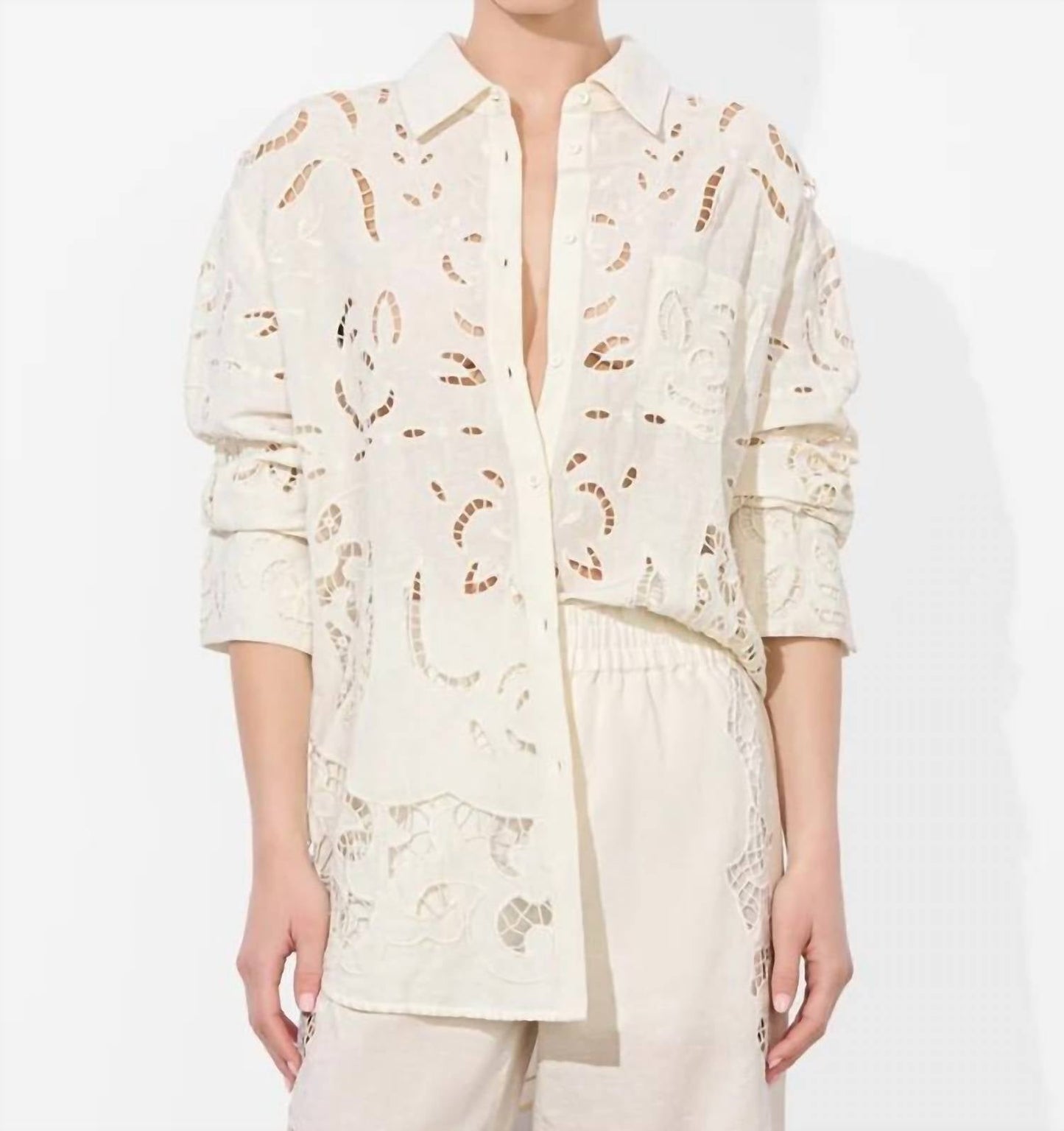Alice + Olivia - FINLEY EYELET OVERSIZED BUTTON DOWN