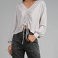 Elan - V-Neck Long Sleeve Cinched Front Top