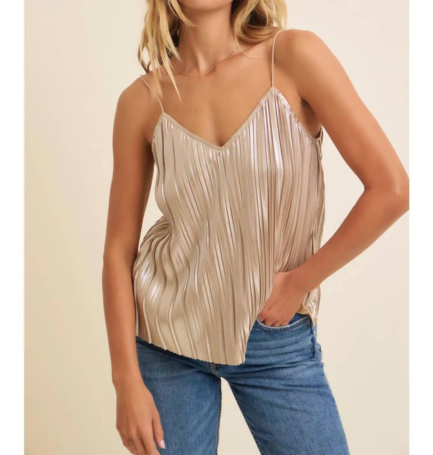 In February - Shine Bright Pleated Tank Top