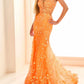 Ellie Wilde - Embroidered Tulle Sequin Mermaid Dress