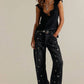 Free People - Deep Trance Shine Embroidered Boyfriend Jeans