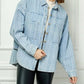 Trendsi - Veveret Button Up Dropped Shoulder Denim Top