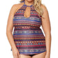 Jessica Simpson - Queen Plus Size High Neck Keyhole Tankini Top