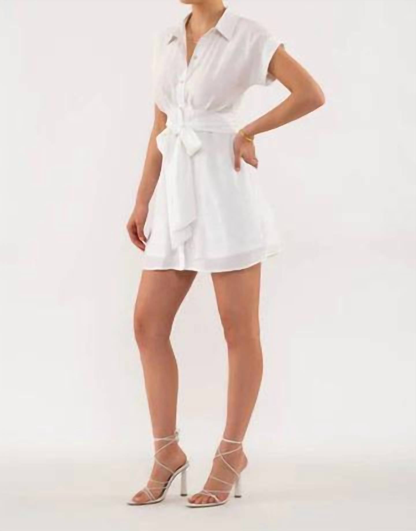 Blu Pepper - Waist Tie Button Down Mini Dress