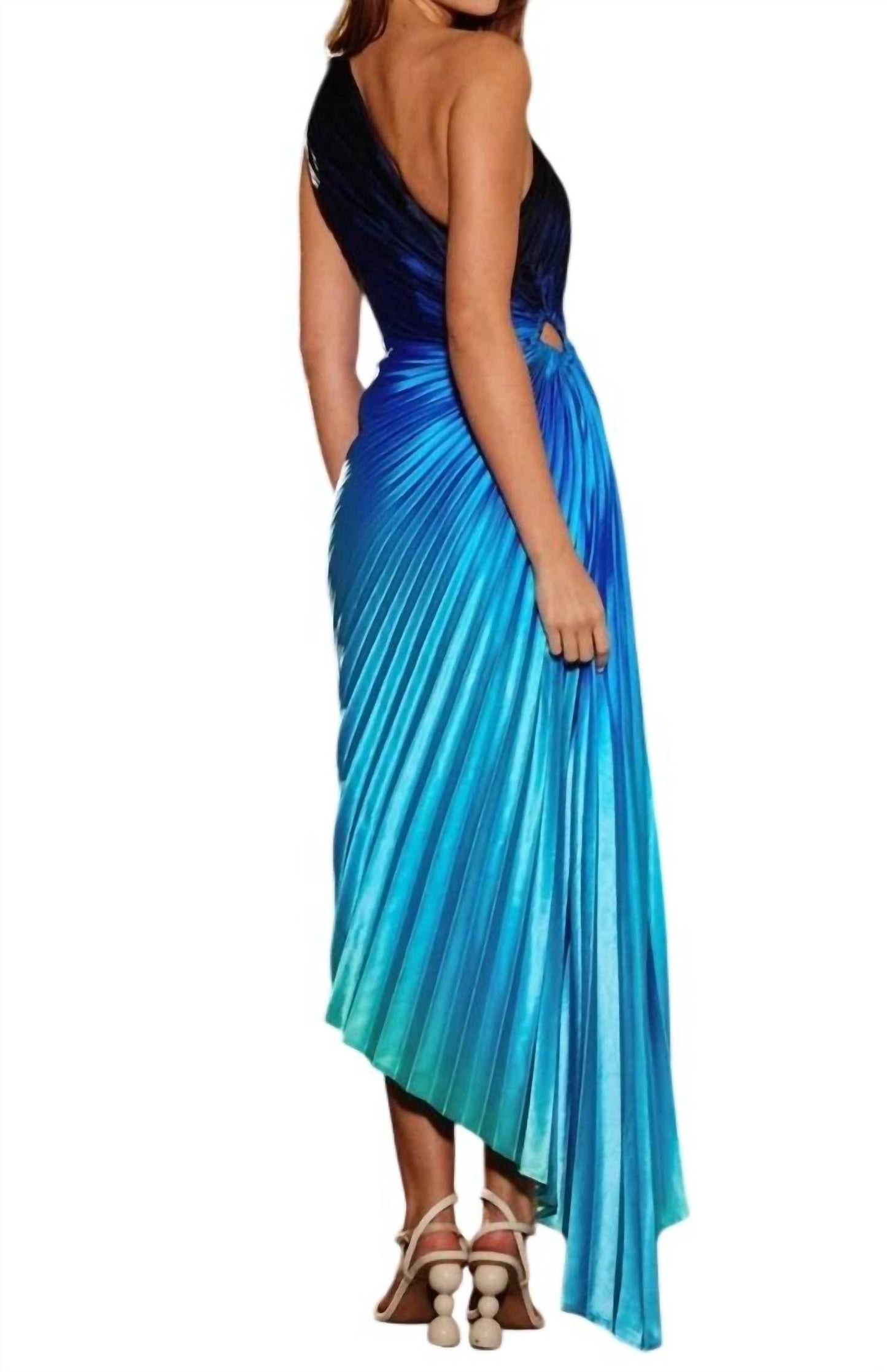 Dress Forum - Radiance Ombre Asymmetrical Pleated Maxi Dress