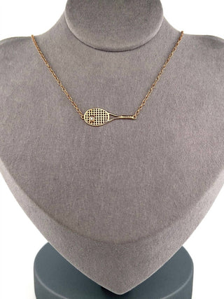Love Love Tennis - Women's Gold Racket + Diamond Ball Necklace