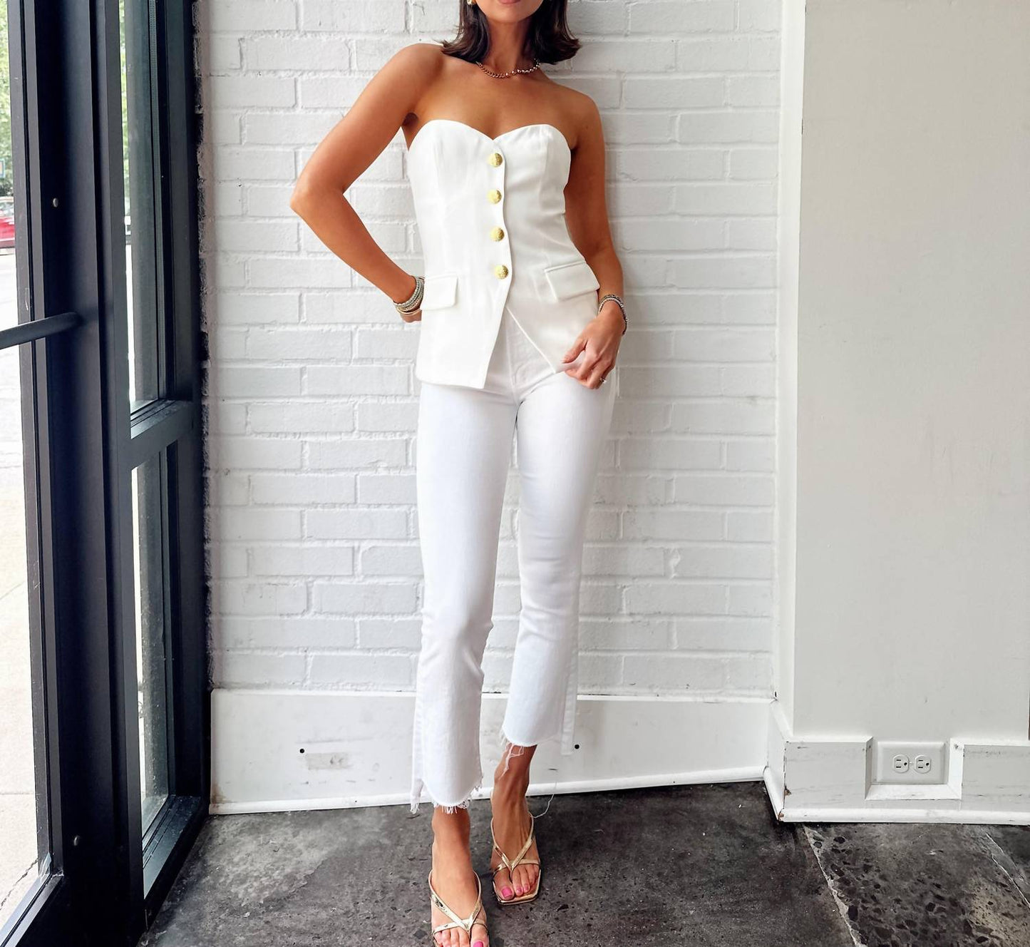 Endless Rose - Strapless Buttoned Top