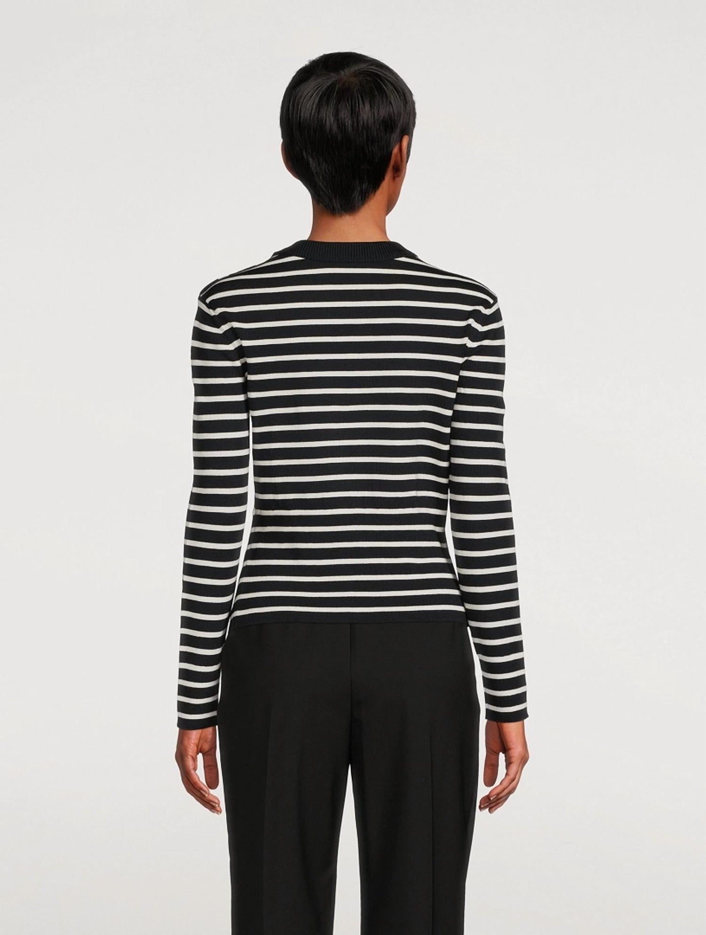 Alexander Mcqueen - Asymetric Embellished Stripped Wool Blend Sweater