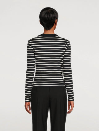 Alexander Mcqueen - Asymetric Embellished Stripped Wool Blend Sweater