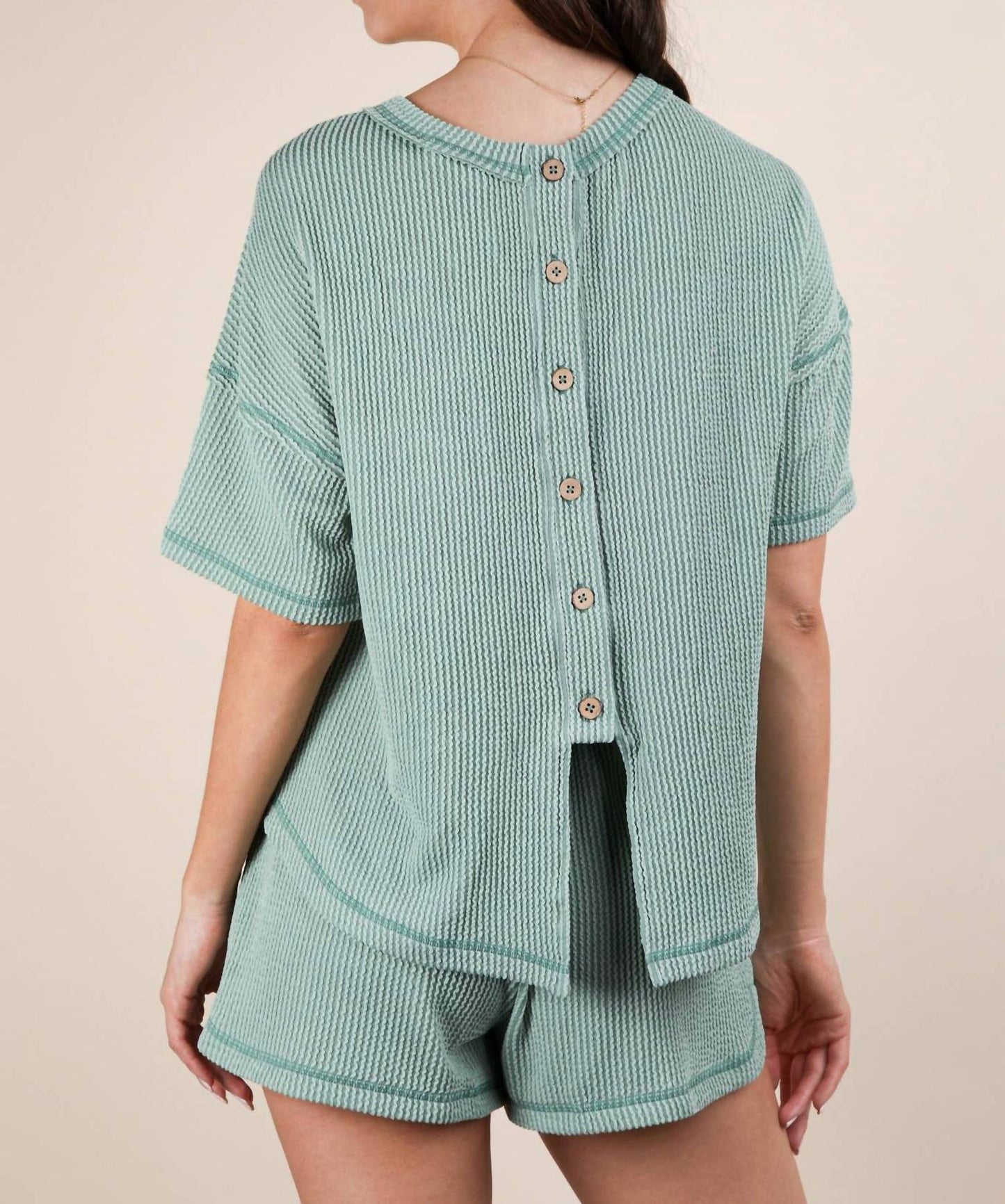 Very J - Oversized Two Tone Double Knit Top & Shorts
