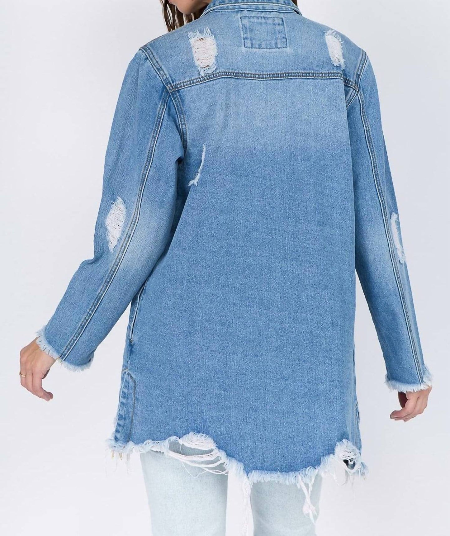 American Bazi - Frayed Hem Denim Jacket