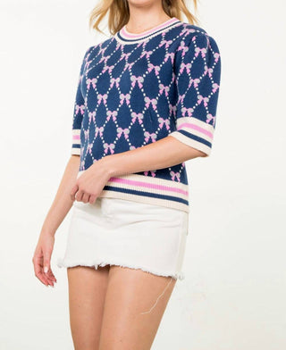 Thml - Bow Print Short Sleeve Sweater