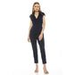 ALEXIA ADMOR Women's Large Blue Niamah Military Neck Jumpsuit