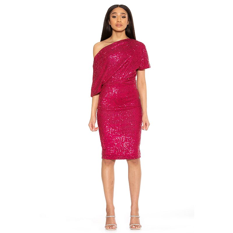 Women's Alexia Admor Olivia Draped One Shoulder Sheath Dress - Dark Pink