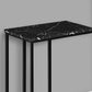 Accent Table, C-Shaped, Marble Look Modern Design - Black