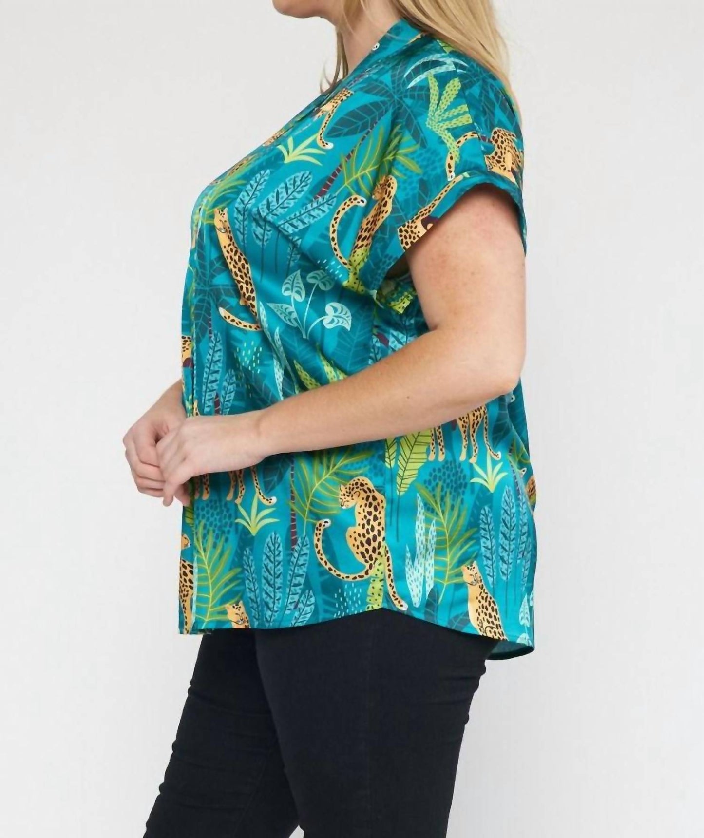 Entro - Permanent Rolled Cuffs V-Neck Top