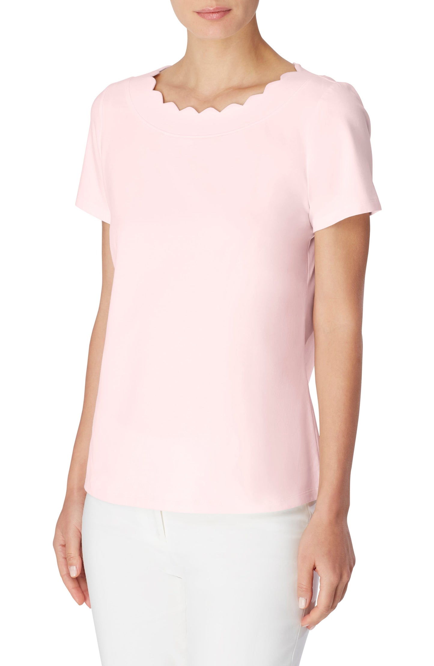 Women's Anne Klein Scallop Neck Top, Size X-Large - Pink