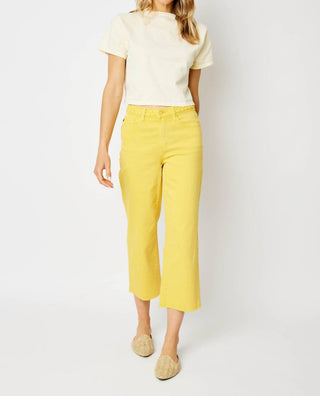 Judy Blue - High Waist Braided Waistband Wide Leg Crop Denim Jeans