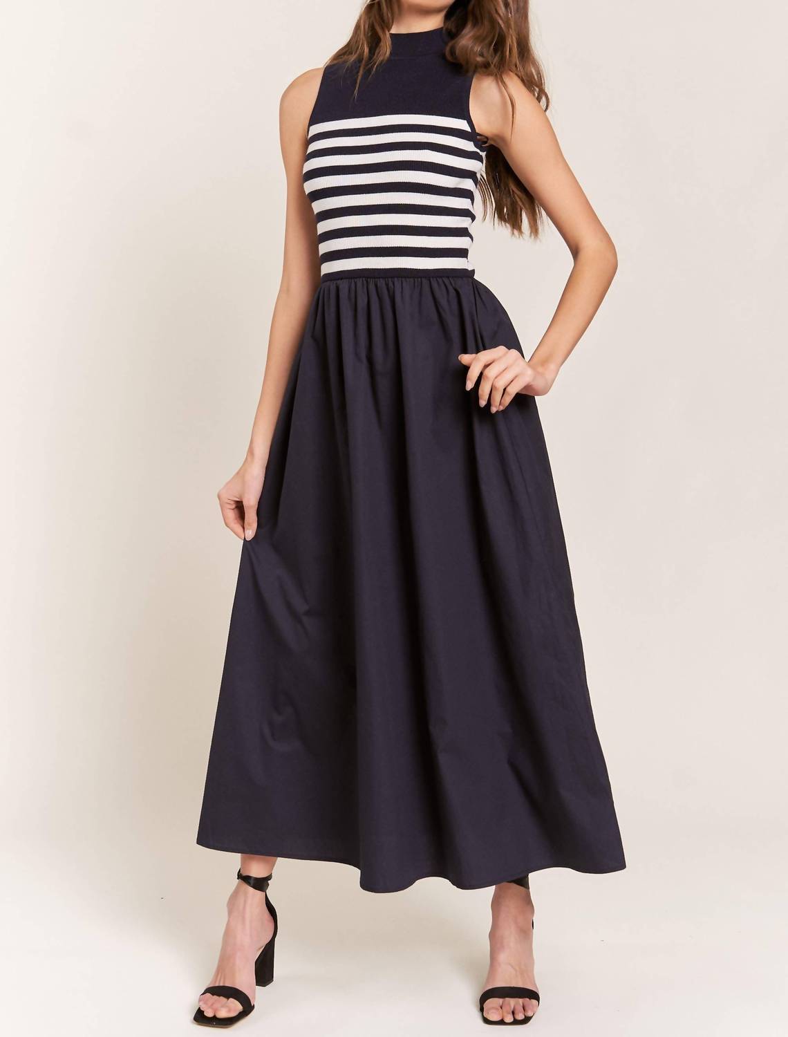 In The Beginning - Sleeveless Mock-neck Maxi Dress