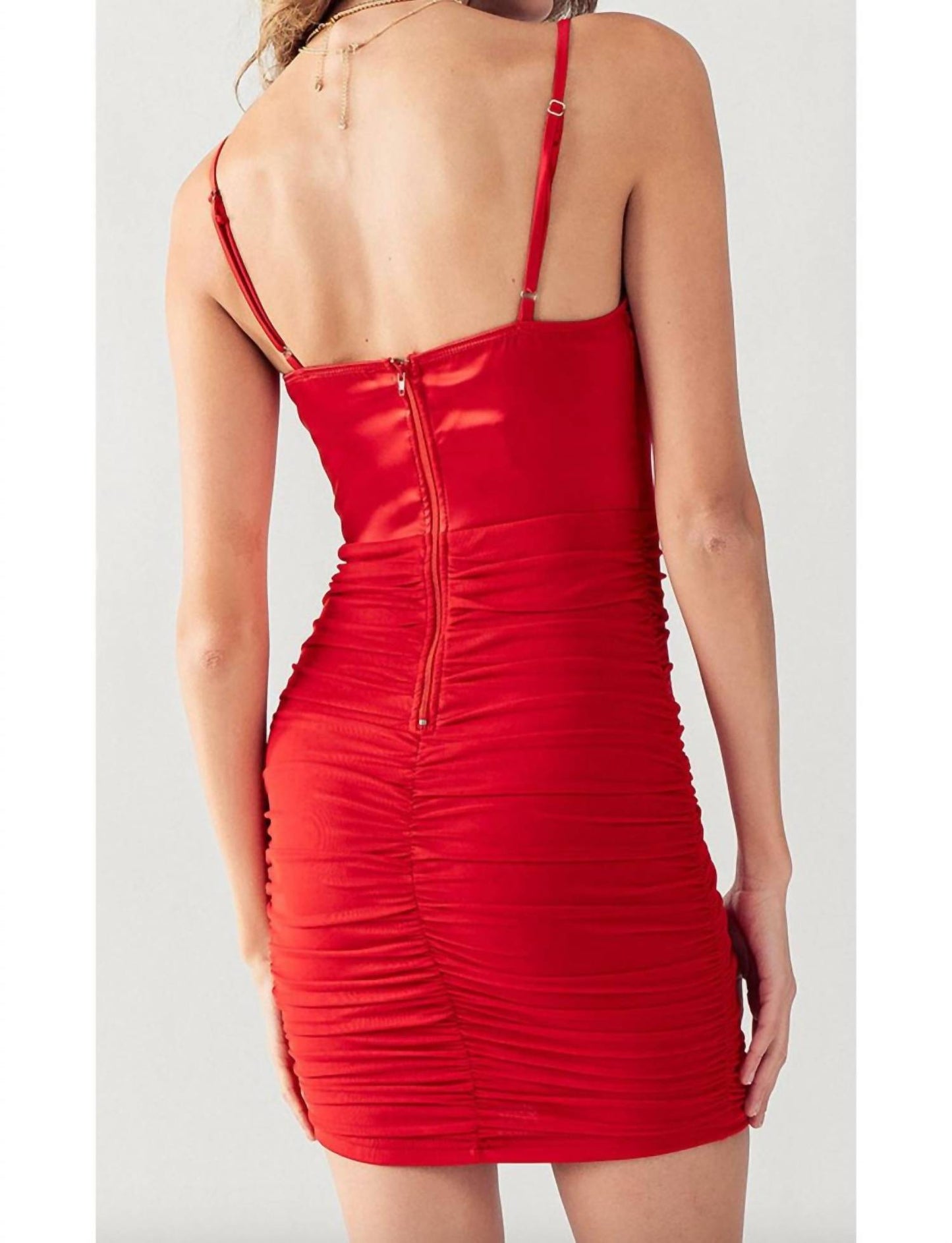 Cason Couture - The Ruby Satin Bustier Bodycon Mini Dres
