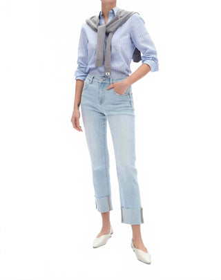 Bayeas - High Rise Straight Leg With Cuff Jeans