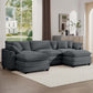 Modern Oversized Modular Cushion Sofa With Ottoman, Low Back, Deep Seating Sofa Set