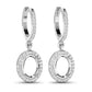 0.32 Carat Genuine White Diamond 14K White Gold Semi Mount Earrings - holds 8x6mm Oval Gemstones