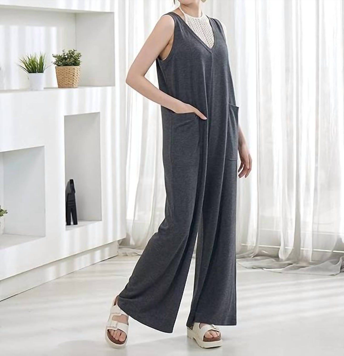 Noaboa - Loose Fit Sleeveless Wide Leg Jumpsuits