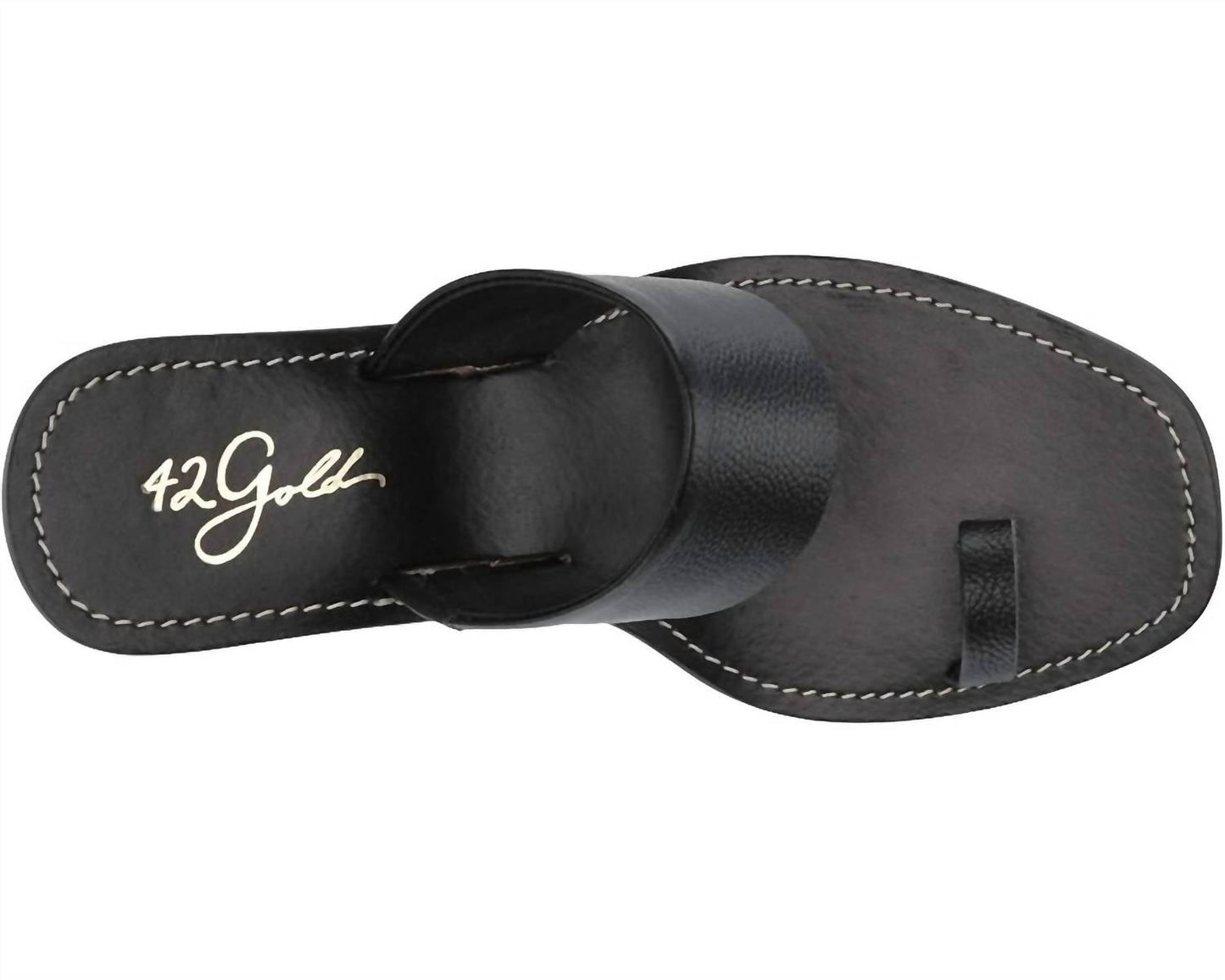 42 Gold - Eedie Single Toe Wide Strap Leather Heels