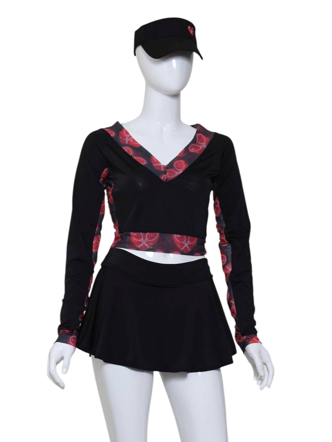 Love Love Tennis - Women's Vee Heart Mesh Crop Top