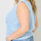 Baevely By Wellmade - Plus-size Powder Sky Knitted Vest