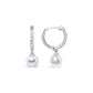 10K White Gold 6x6 MM Cultured Freshwater Pearl and Diamond Accent Drop Huggy Earring (H-I Color, I1-I2 Clarity)