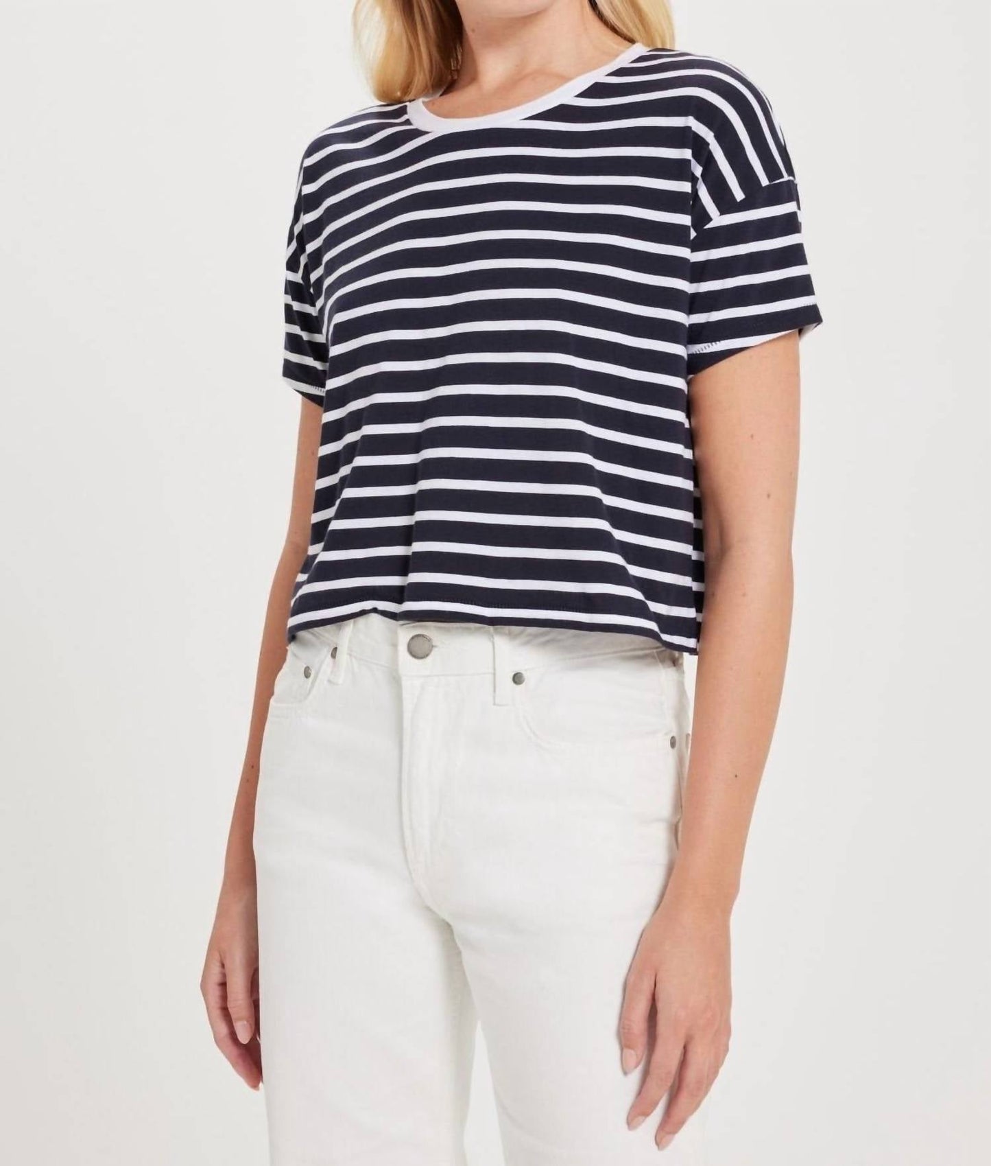 Goldie Tees - Stripe Drop Shoulder Crop Tee