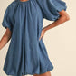 Klesis - Denim Puff Sleeve Bubble Mini Dress