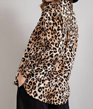 Ee:Some - Leopard Print Button Up Blouse