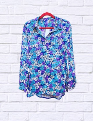Diva Usa - Daisy Floral Collared Long Sleeve Shirt