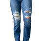 Judy Blue - High Contrast Slim Bootcut Destroyed Jeans
