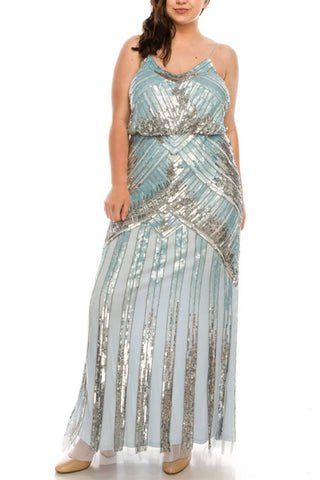 Aidan Mattox - Allover Beaded Long Dress