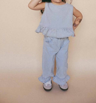 Axel & Rose - Girl's Denim Ruffle Top