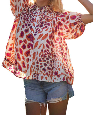 Gigio - Leopard Print Button Down Blouse