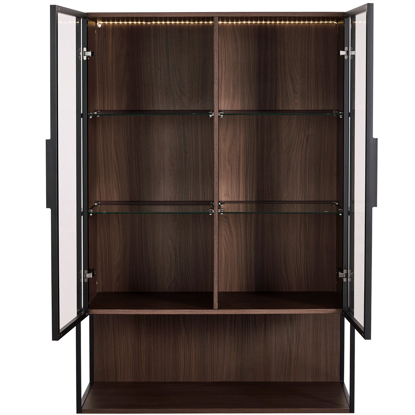 Modern Minimalist 51.2" Tall Lighted Display Cabinet with Tempered Glass
