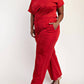 The Curve La - Plus Size Glitter Knit Short Sleeve Top And Wide Leg Pants Set