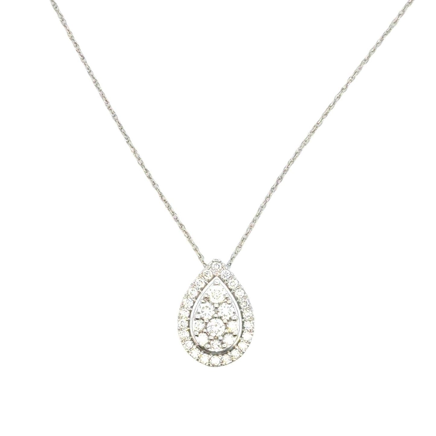 Aamiaa - 0.53 Carat Natural Diamond Pear Halo Cluster Pendant