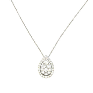 Aamiaa - 0.53 Carat Natural Diamond Pear Halo Cluster Pendant
